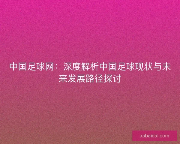 中国足球网：深度解析中国足球现状与未来发展路径探讨