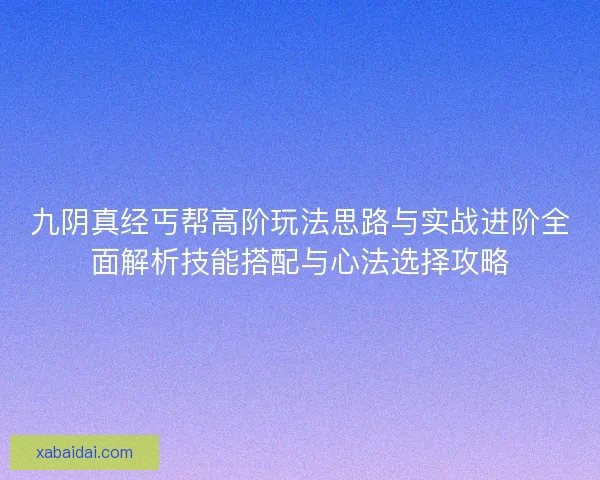 九阴真经丐帮高阶玩法思路与实战进阶全面解析技能搭配与心法选择攻略